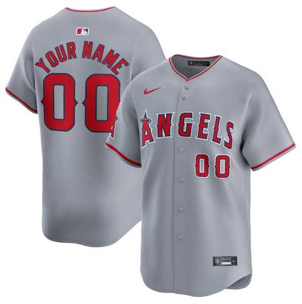 Mens Los Angeles Angels Active Player Custom Gray Away Limited Baseball Stitched Jersey